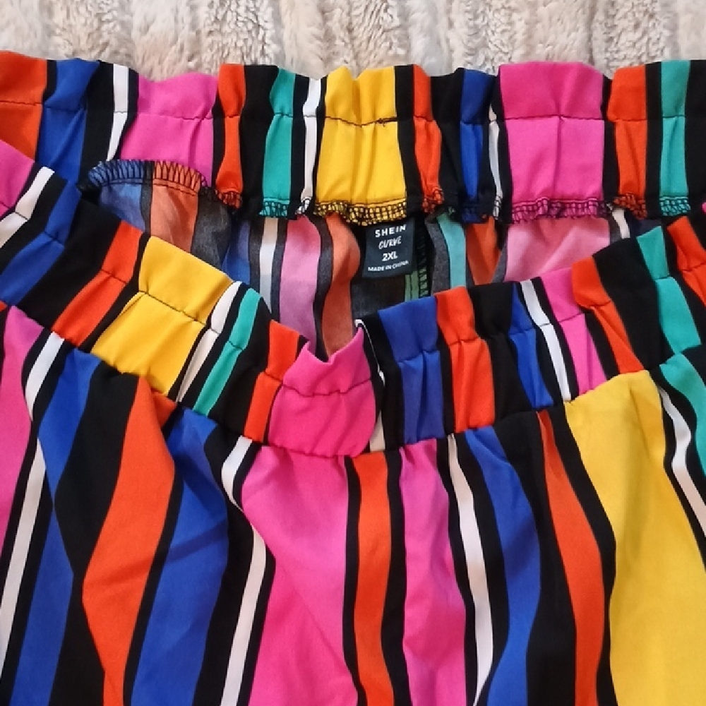 SHEIN High Waist Pink and Orange Shorts